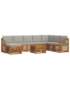 Set divani con cuscino 9 pcs Grigio Naturale e Chiaro 2