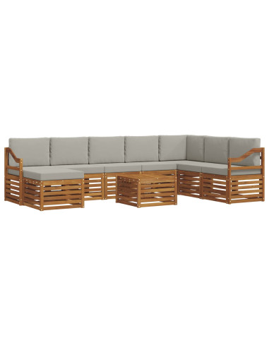 Set divani con cuscino 9 pcs Grigio Naturale e Chiaro
