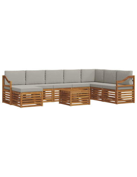 Set divani con cuscino 9 pcs Grigio Naturale e Chiaro