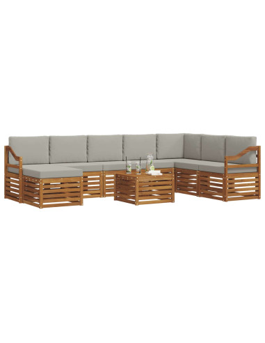Set divani con cuscino 9 pcs Grigio Naturale e Chiaro