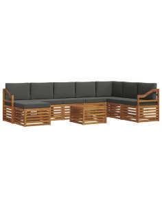 Set divani 9 pcs Naturale e Antracite Legno di Acacia Massello 2
