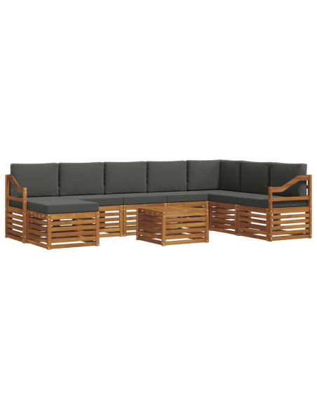 Set divani 9 pcs Naturale e Antracite Legno di Acacia Massello