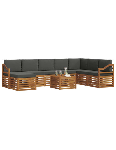 Set divani 9 pcs Naturale e Antracite Legno di Acacia Massello