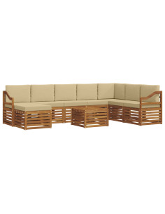 Set divani 9 pcs Naturale e Beige Legno di Acacia Massello 2