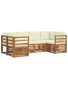 Set divani 6 pcs Naturale e Crema Legno di Acacia Massello 2