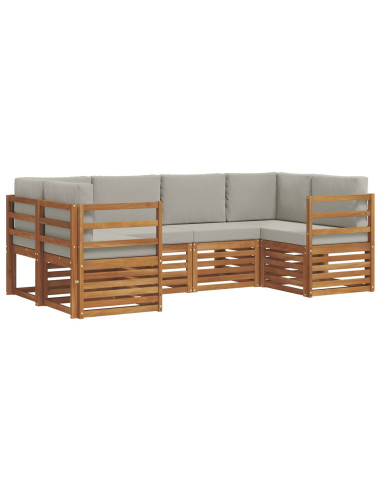 Set divani con cuscino 6 pcs Grigio Naturale e Chiaro