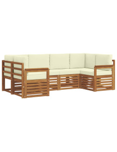 Set divani 6 pcs Naturale e Crema Legno di Acacia Massello 2