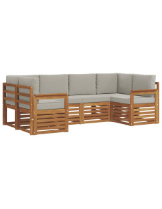 Set divani con cuscino 6 pcs Grigio Naturale e Chiaro 2