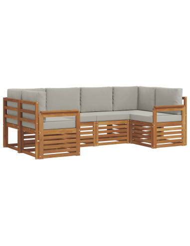 Set divani con cuscino 6 pcs Grigio Naturale e Chiaro