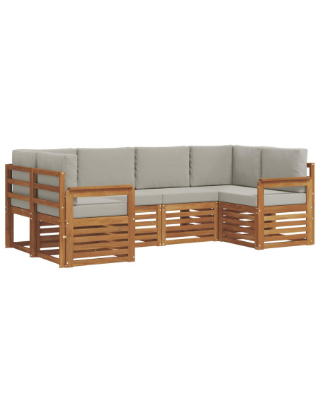 Set divani con cuscino 6 pcs Grigio Naturale e Chiaro