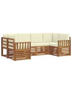 Set divani 6 pcs Naturale e Crema Legno di Acacia Massello 2
