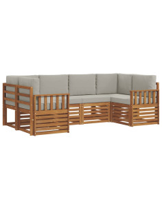Set divani con cuscino 6 pcs Grigio Naturale e Chiaro 2