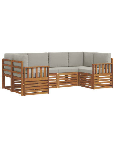 Set divani con cuscino 6 pcs Grigio Naturale e Chiaro