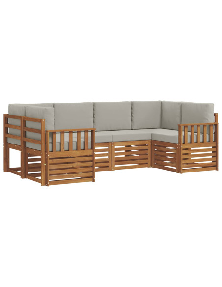 Set divani con cuscino 6 pcs Grigio Naturale e Chiaro