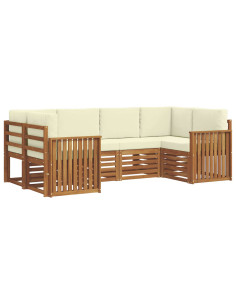 Set divani 6 pcs Naturale e Crema Legno di Acacia Massello 2
