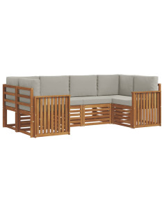 Set divani con cuscino 6 pcs Grigio Naturale e Chiaro 2
