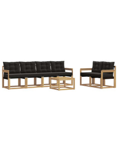 Set di divani da esterno con cuscino 7 pcs Bianco e Nero 2