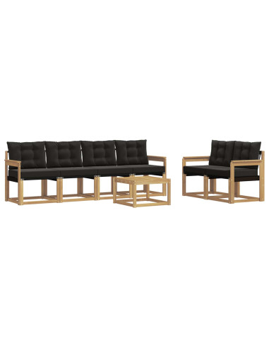 Set di divani da esterno con cuscino 7 pcs Bianco e Nero