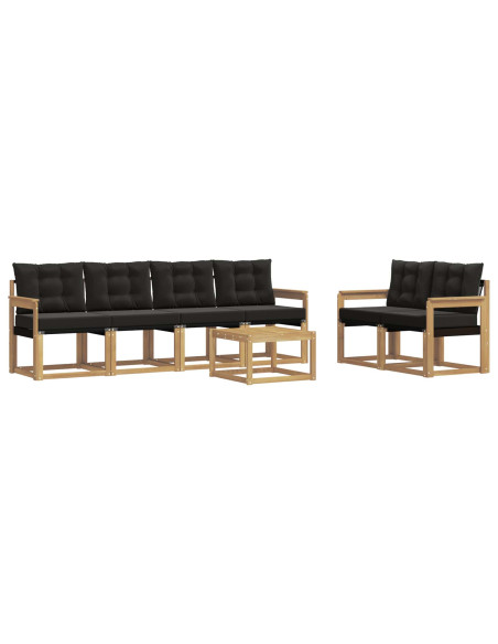 Set di divani da esterno con cuscino 7 pcs Bianco e Nero