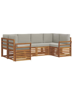 Set divani con cuscino 6 pcs Grigio Naturale e Chiaro 2