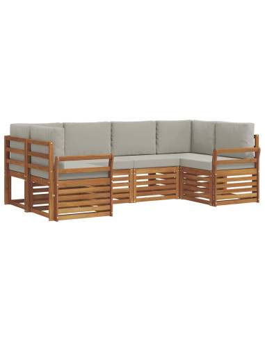 Set divani con cuscino 6 pcs Grigio Naturale e Chiaro