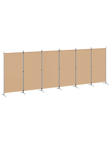 Divisore per Stanza a 6 Pannelli Beige 520 x 180 cm Tessuto