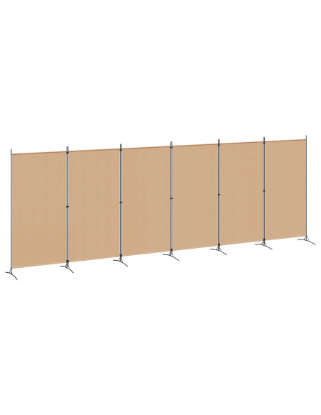 Divisore per Stanza a 6 Pannelli Beige 520 x 180 cm Tessuto