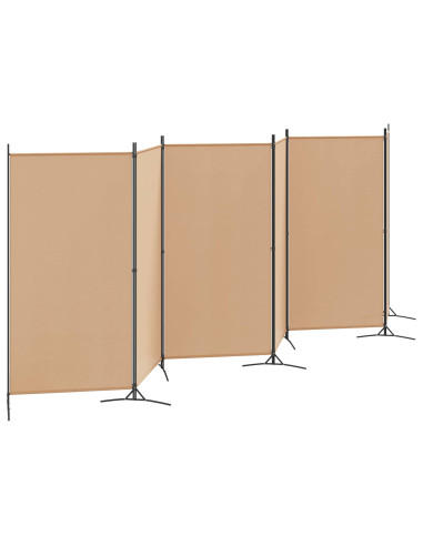 Divisore per Stanza a 6 Pannelli Beige 520 x 180 cm Tessuto