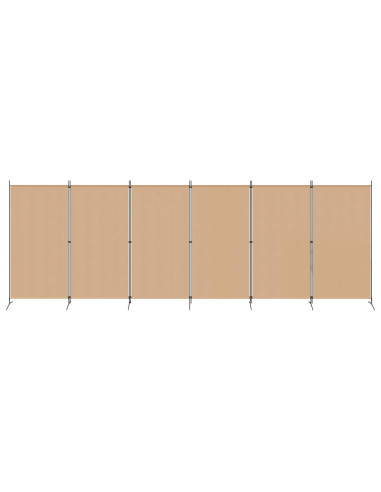 Divisore per Stanza a 6 Pannelli Beige 520 x 180 cm Tessuto