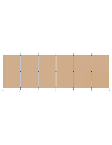 Divisore per Stanza a 6 Pannelli Beige 520 x 180 cm Tessuto