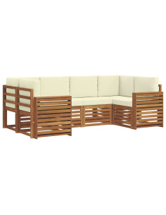Set divani 6 pcs Naturale e Crema Legno di Acacia Massello 2