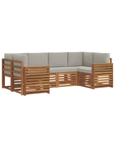 Set divani con cuscino 6 pcs Grigio Naturale e Chiaro 2