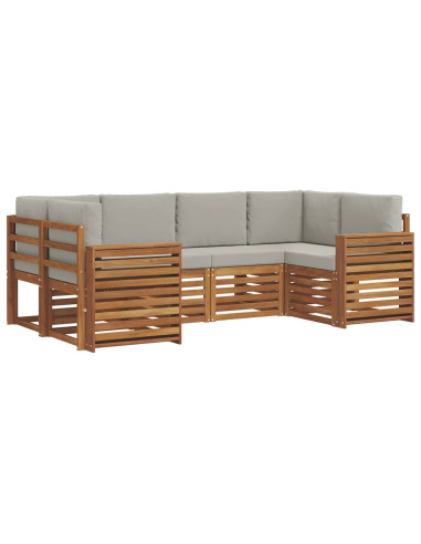 Set divani con cuscino 6 pcs Grigio Naturale e Chiaro