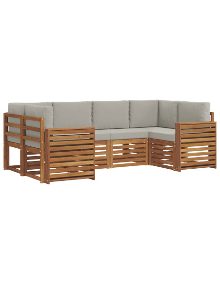 Set divani con cuscino 6 pcs Grigio Naturale e Chiaro