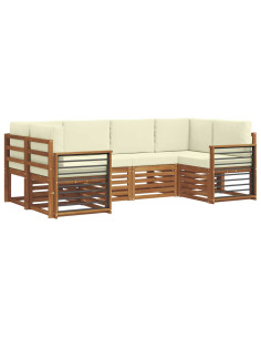 Set divani 6 pcs Naturale e Crema Legno di Acacia Massello 2