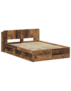 Telaio del letto con storage Legno antico 140 x 190 cm 2
