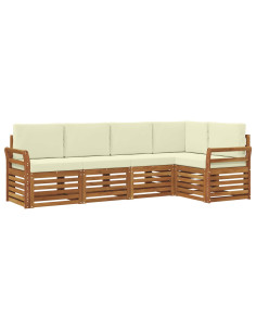 Set divani 5 pcs Naturale e Crema Legno di Acacia Massello 2