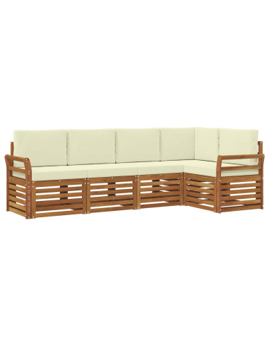 Set divani 5 pcs Naturale e Crema Legno di Acacia Massello