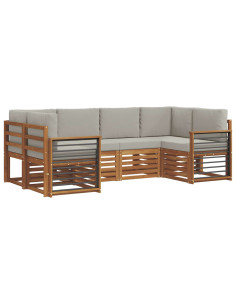 Set divani con cuscino 6 pcs Grigio Naturale e Chiaro 2