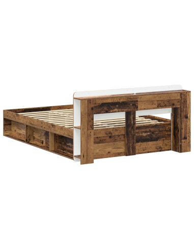 Telaio del letto con storage Legno antico 140 x 190 cm