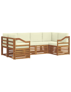 Set divani 6 pcs Naturale e Crema Legno di Acacia Massello 2