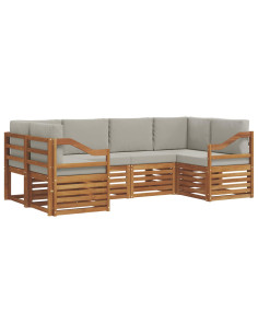 Set divani con cuscino 6 pcs Grigio Naturale e Chiaro 2