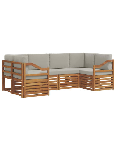 Set divani con cuscino 6 pcs Grigio Naturale e Chiaro