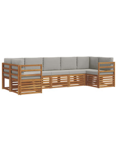 Set divani con cuscino 7 pcs Grigio Naturale e Chiaro 2