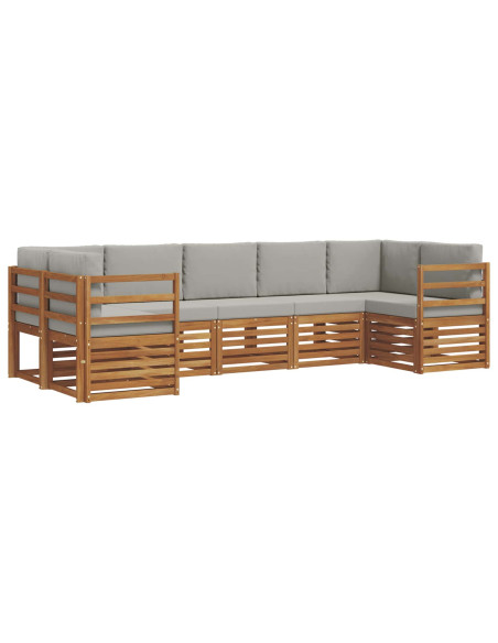Set divani con cuscino 7 pcs Grigio Naturale e Chiaro
