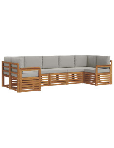 Set divani con cuscino 7 pcs Grigio Naturale e Chiaro 2