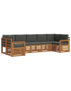 Set divani 7 pcs Naturale e Antracite Legno di Acacia Massello 2