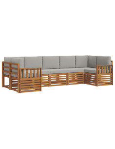 Set divani con cuscino 7 pcs Grigio Naturale e Chiaro 2