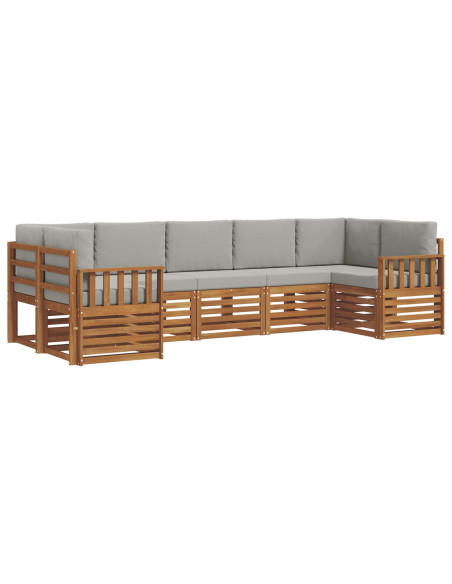 Set divani con cuscino 7 pcs Grigio Naturale e Chiaro