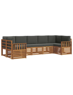 Set divani 7 pcs Naturale e Antracite Legno di Acacia Massello 2